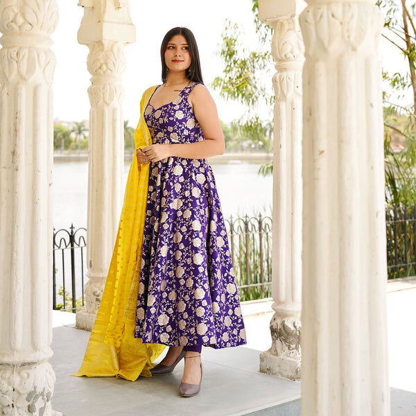 Label mishwa present trendy pure banarasi anarkali suit set perfect for festive