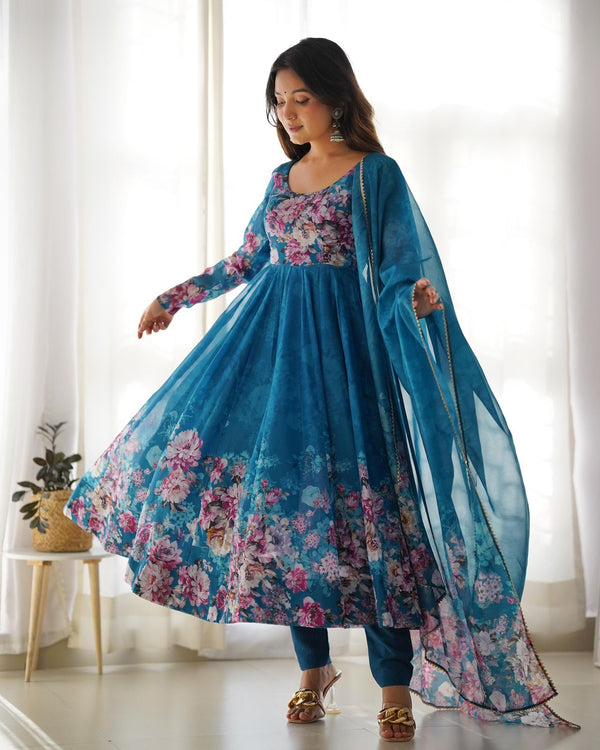 Lable mishwaTabby Organza Silk Anarkali Gown For Women