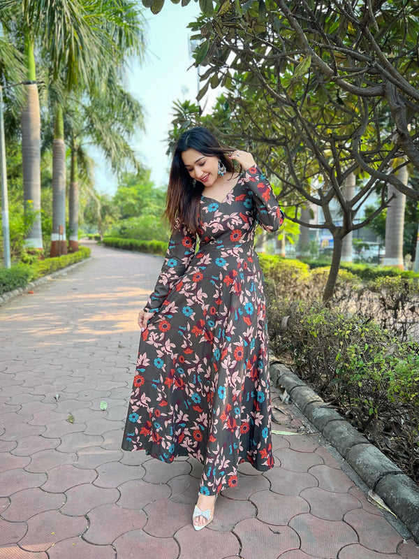 Label mishwa kalamkari printed gown for women