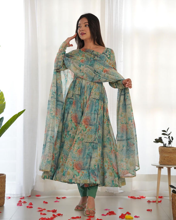 Lable mishwa presents Heavy pure soft organja silk print Gown