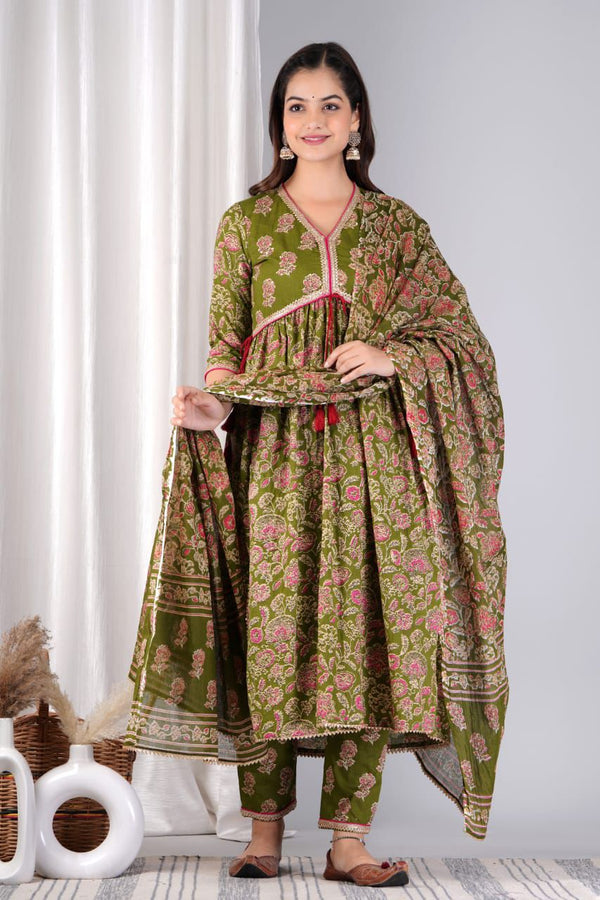 Label mishwa Premium Cotton Maharani Alia Cut Suit Set