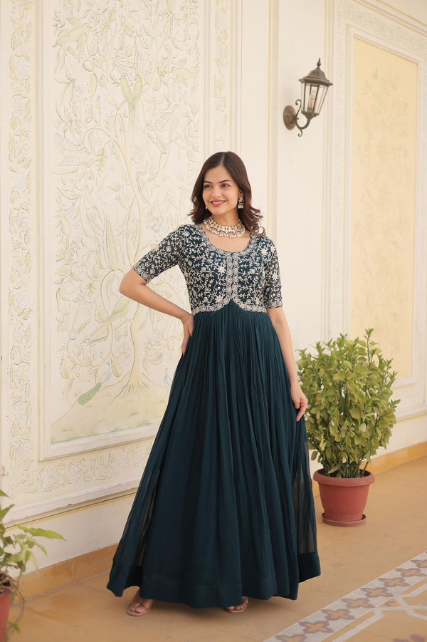 Label mishwa Designer Gown is luxury clothing Considered to be high quality Made by Zari-Thread & Sequins Embroidery.