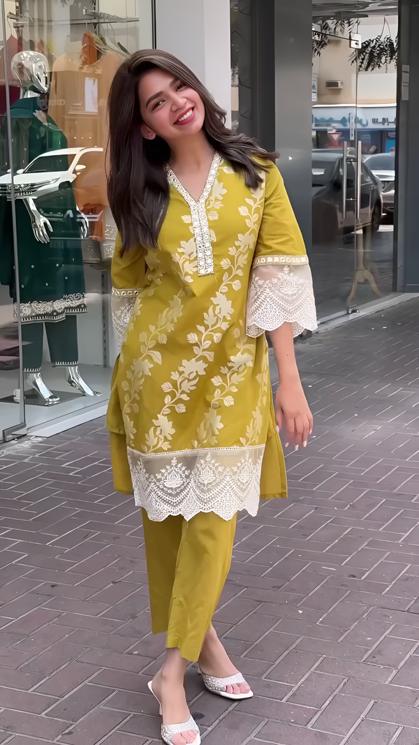 Anvi foil printed perrot cord set for women