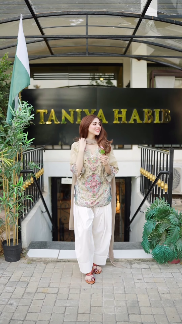 Rozana beige printed cord-set for women